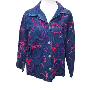 Choices Embroidered Denim Jacket Women's Size XL